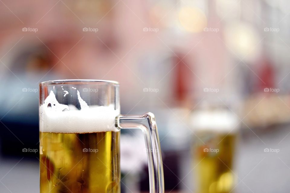 Beer glass outdoors