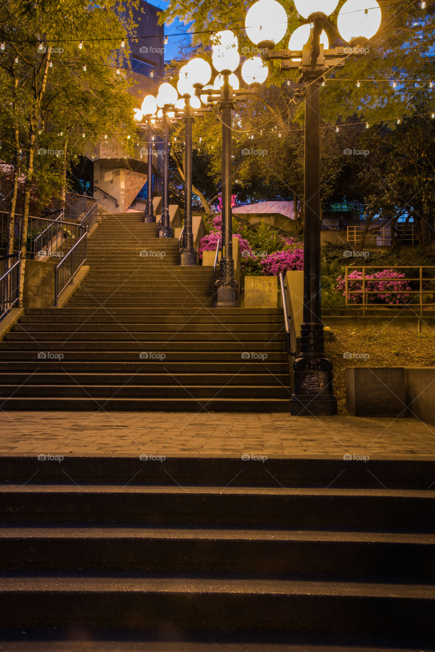 Beautiful staircase at night