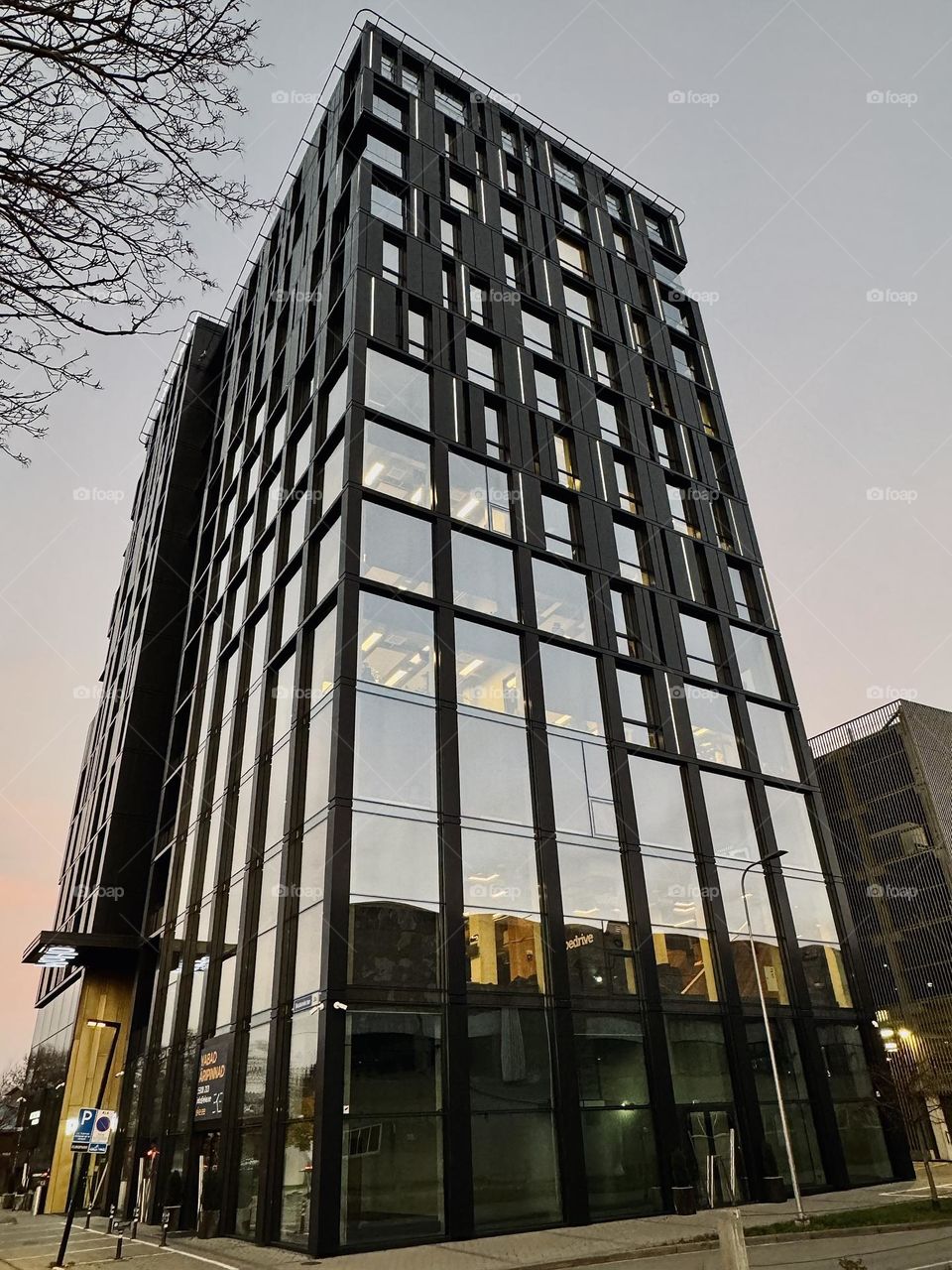 Office building with large glass