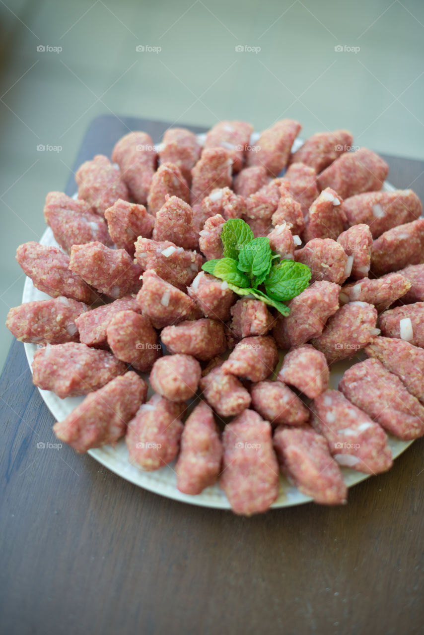 Kibble, Syrian Lebanese
 mezze food. mint for decoration