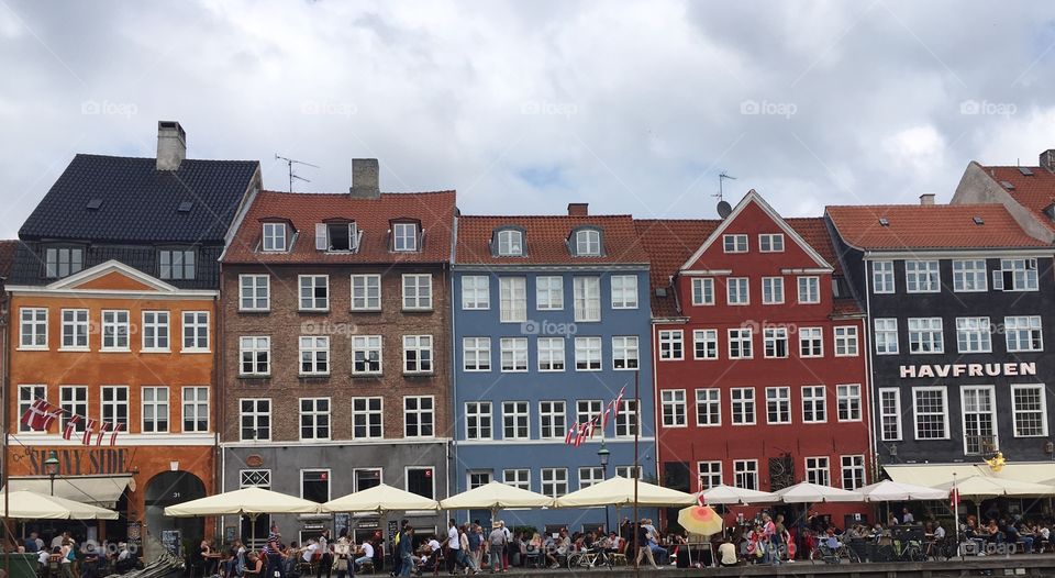 Nyhavn in summer bustling with people