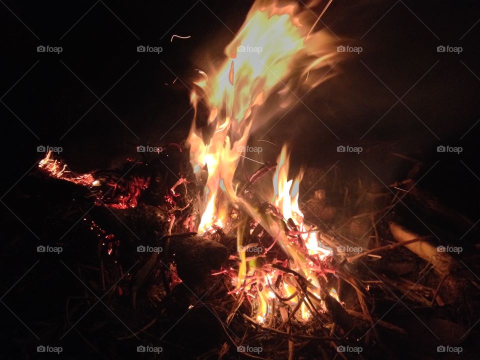 Flames burn on in this bonfire.
