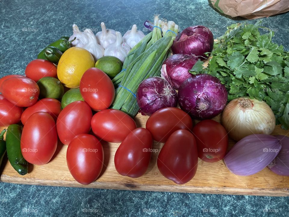 Fresh vegetables from our trip the farm stand. 
