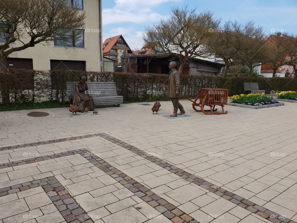 Hennenschlitter Statue Immenstaad Bodensee Deutschland