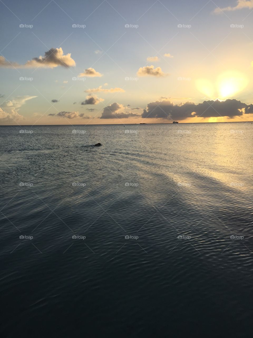 View of the ocean from Garapan, Saipan - CNMI, as the sun sets 