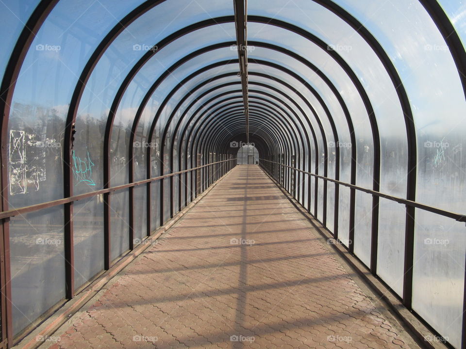 overhead pedestrian crossing as a path in space