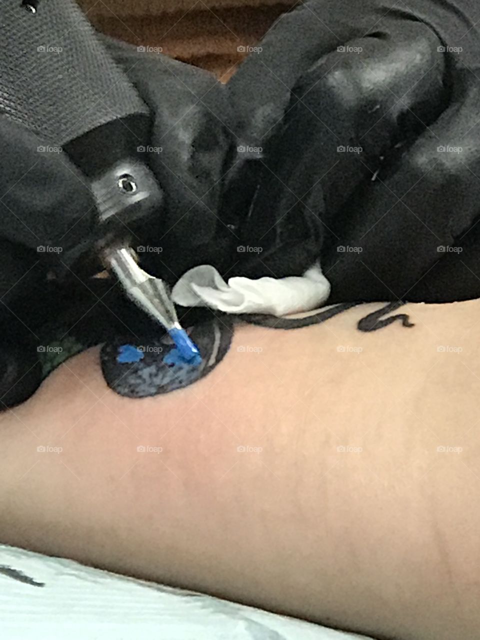 Blue tattoo ink