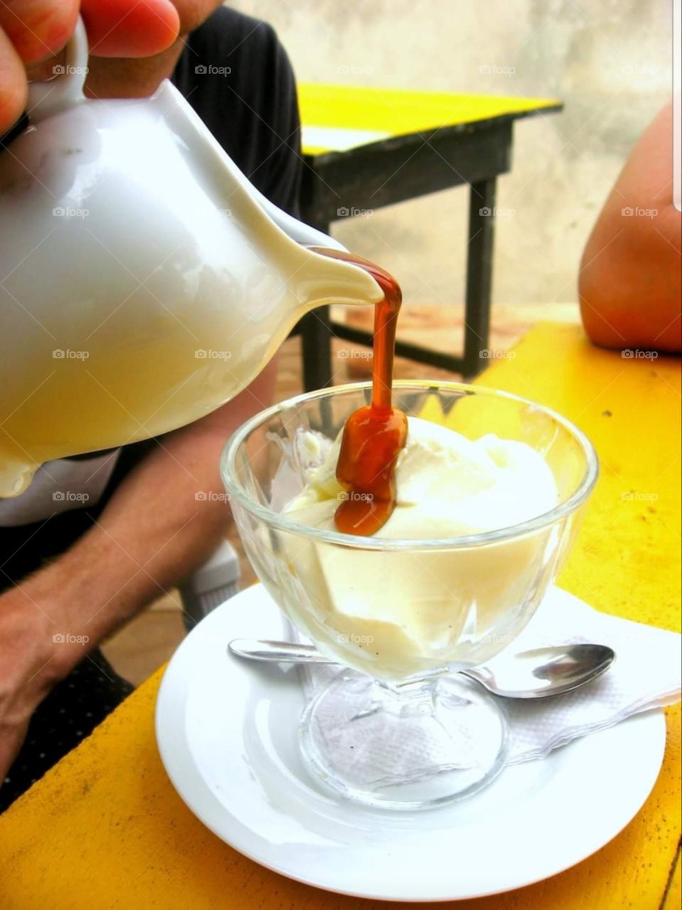 Honey Pouring to Milk Yoghurt