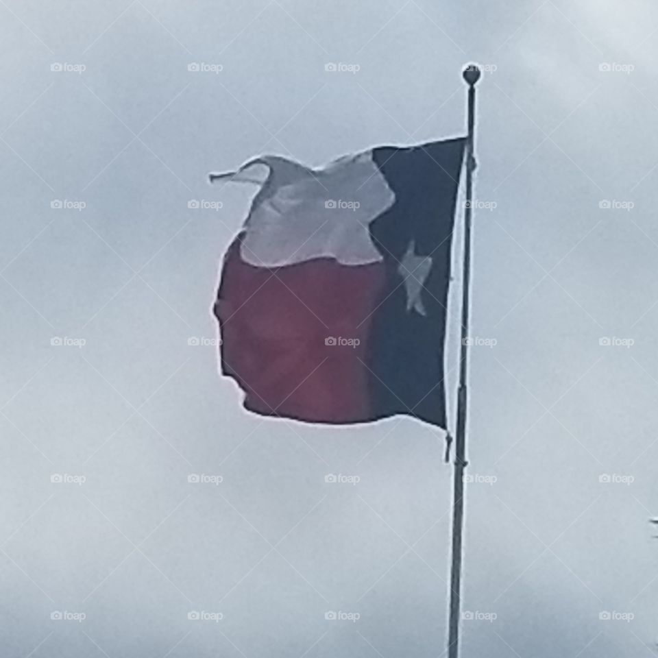 Texas flag on a windy day