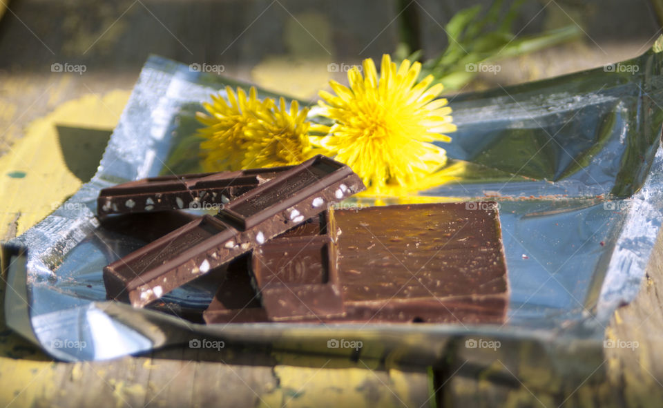 A cup of coffee and chocolate