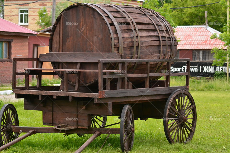 a cart with a barell. Retro.