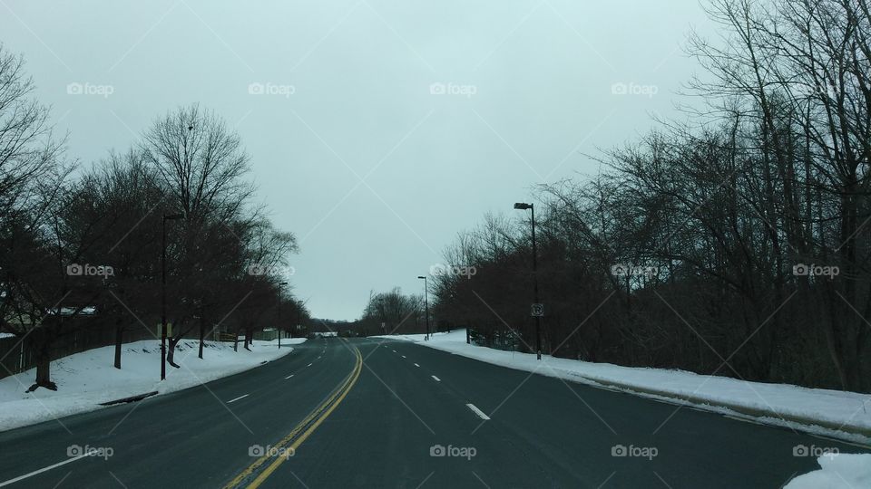 Snow, road, nature,