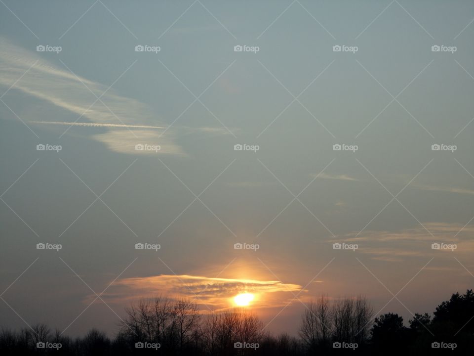 Sunset, Landscape, Sun, Dawn, Fog