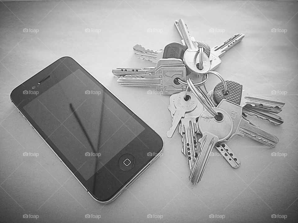 smartphone and keys