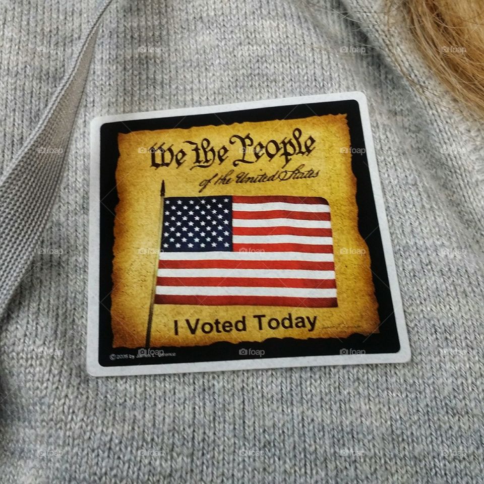 American flag on an I voted sticker