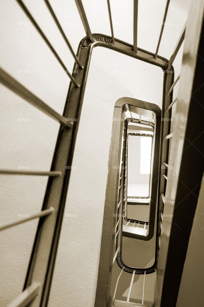 Apartment staircase looking up