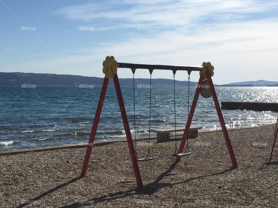 A swing by the sea. A swing by the sea in Kastela, Croatia