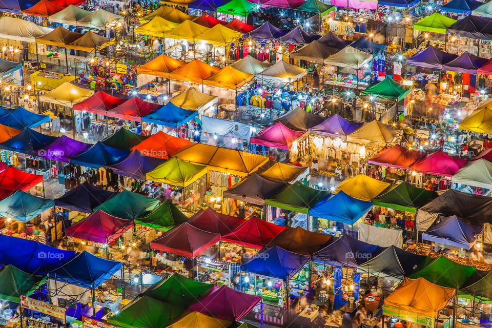 High angle view of market