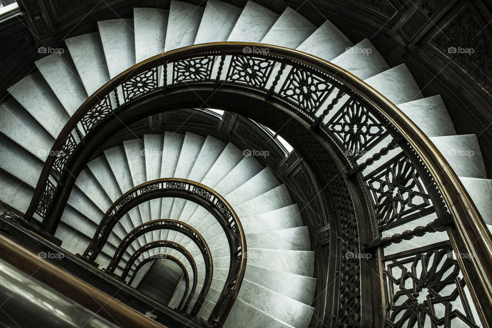 Directly above view of spiral staircase