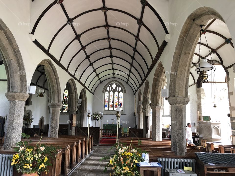 A full internal view of this beautiful church of St Pancras, on Dartmoor in Devon.