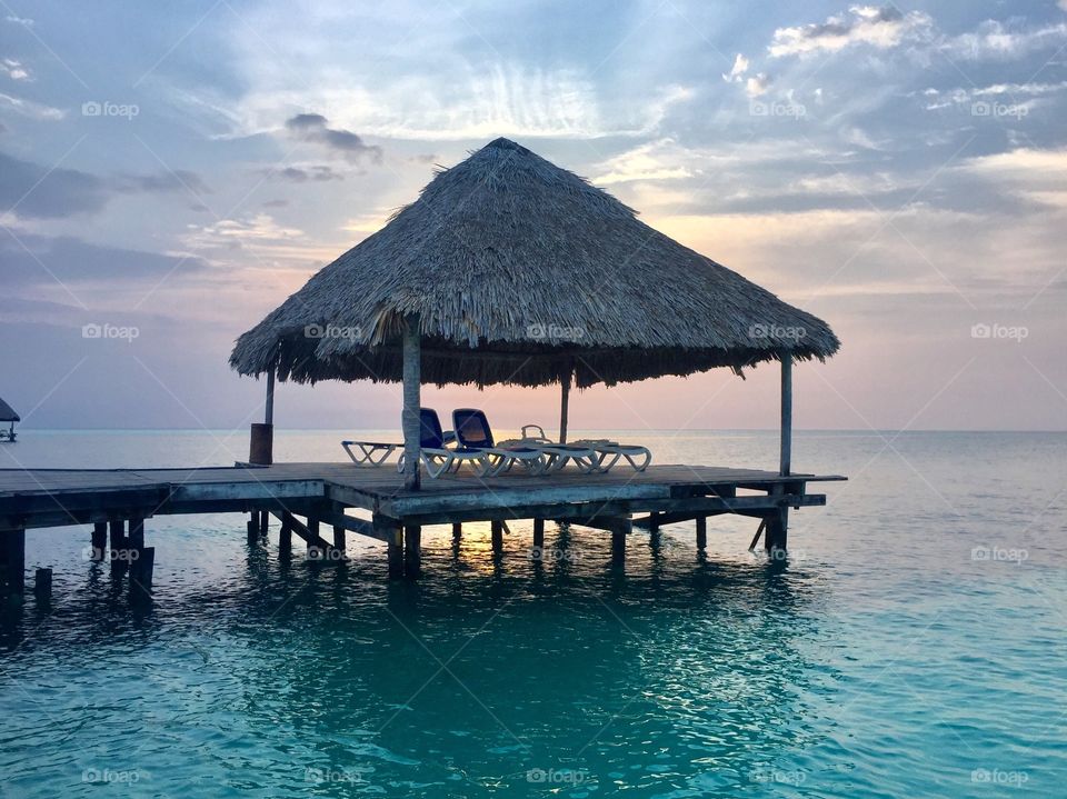 View of palapa at beach