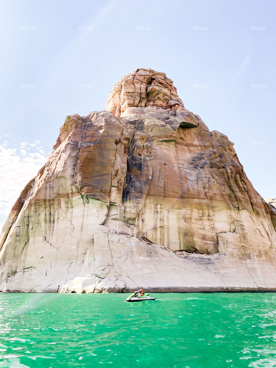 Jet skiing around Lone rock and looking at all her majestic beauty. She stands alone with no other rocks around her. Definitely is something that makes your breath stop when you see her.