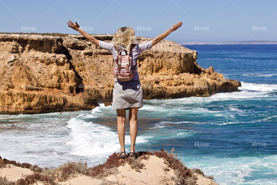 Accomplishments, surmounting my fear of heights on the cliffs above the beautiful rugged coastline of South Australia (you can see my knees shaking a bit!)