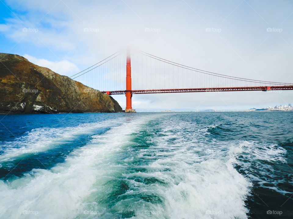 Ocean water and Golden Gate Bridge 