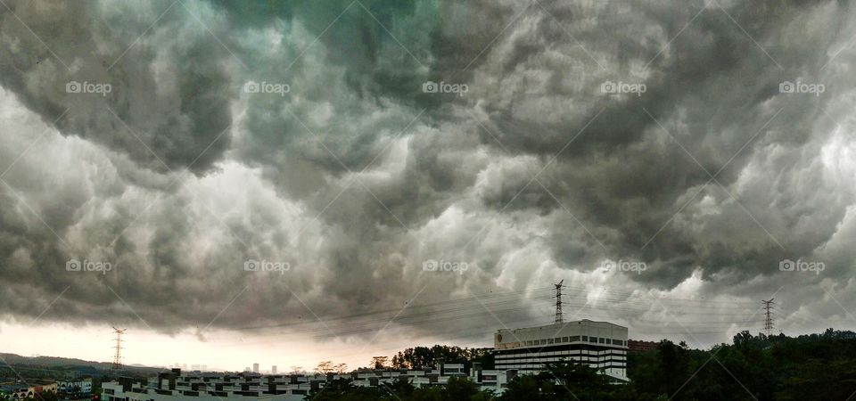 Funny dark clouds before the rain.