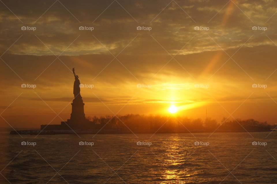 Statue of Liberty in the sunset 