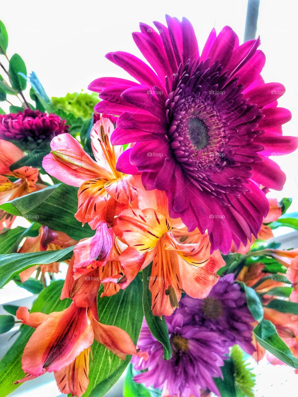 Mixed flower arrangement closeup 