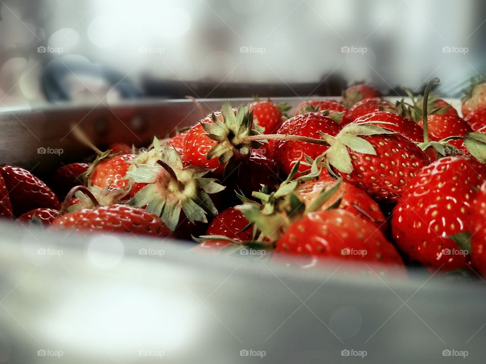 strawberries in a saucepan, berries, fruits, healthy food, summer, harvest, garden, dacha
