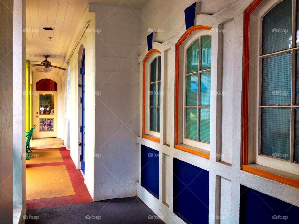 Colorful old Mexican style building