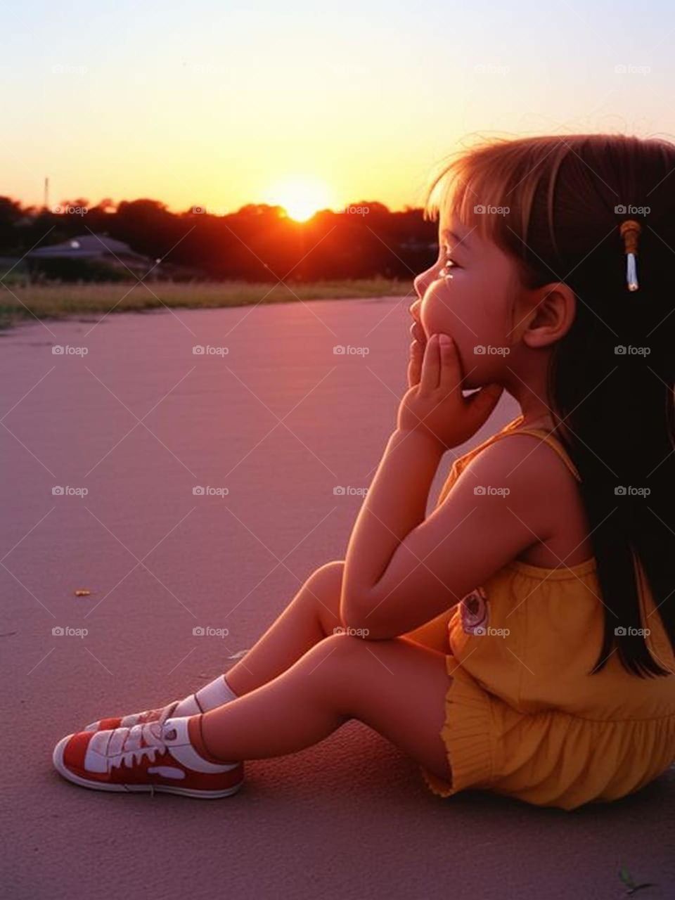 Cute girl contemplating the sunset