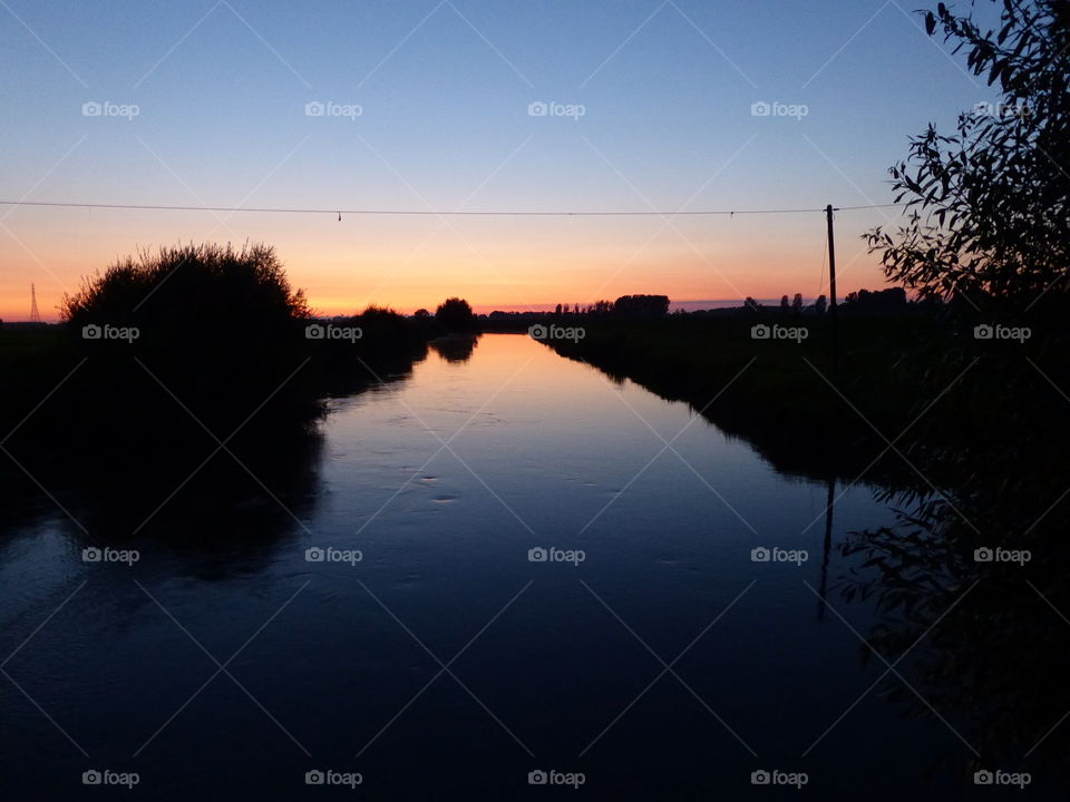 Beutiful evening atmosphere at the river 