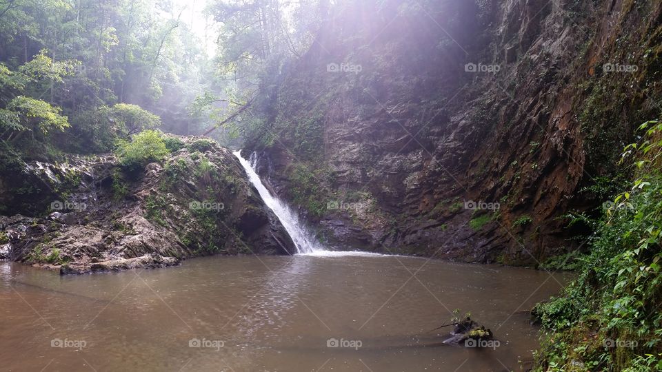 the sluice at Brasstown falls on a hazy morning, South Carolina