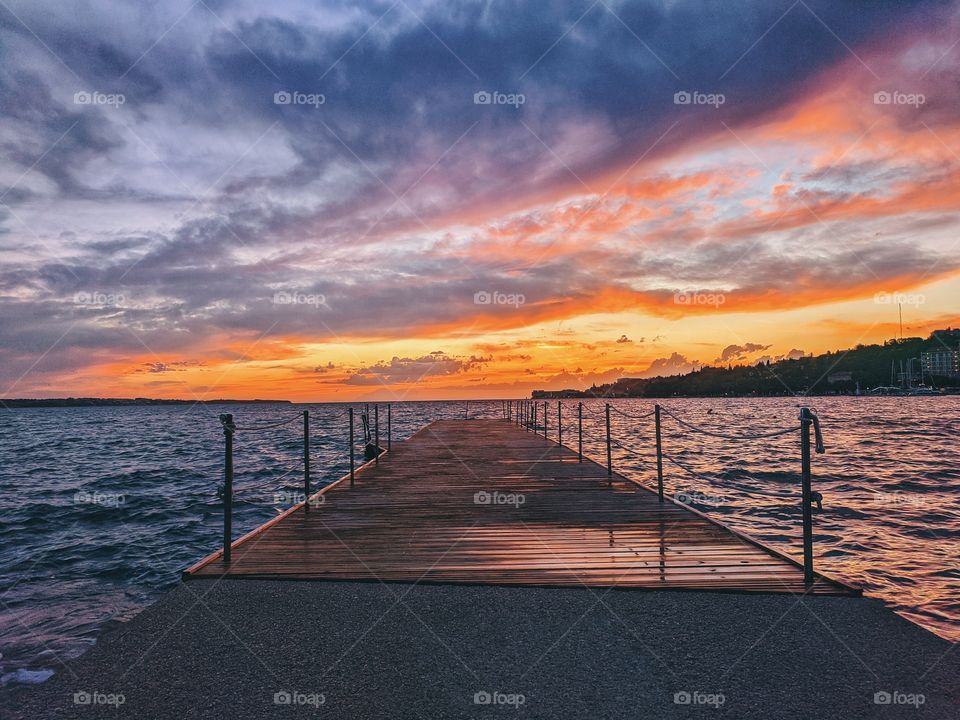 Wonderful sunset on the Adriatic Sea in Slovenia.