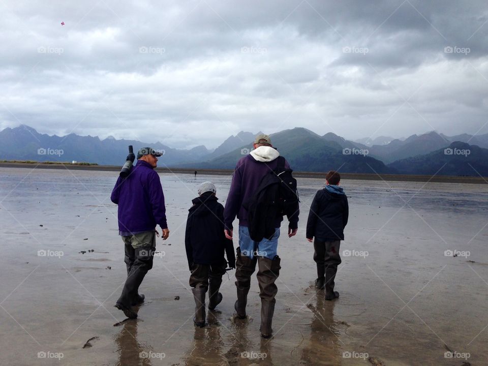 Walking out to look for bears at Lake Clark
