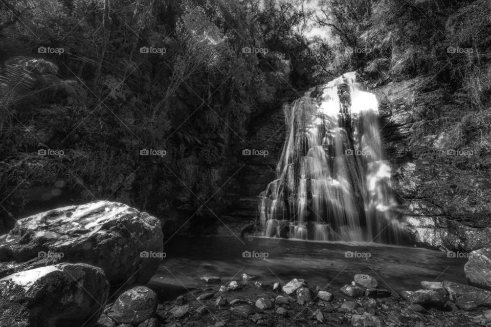 Black and white waterfall