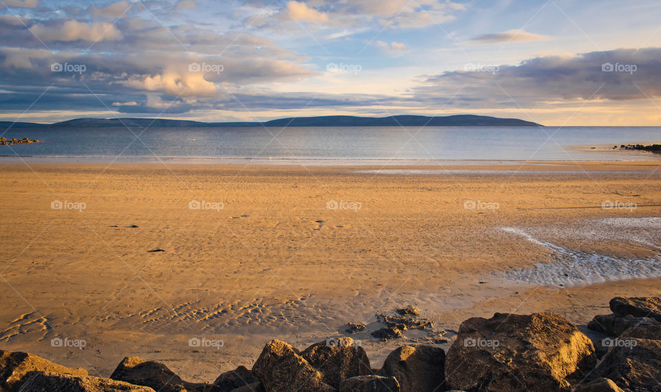 Beautiful Silverstrand beach at evening sunlight, Galway, Ireland