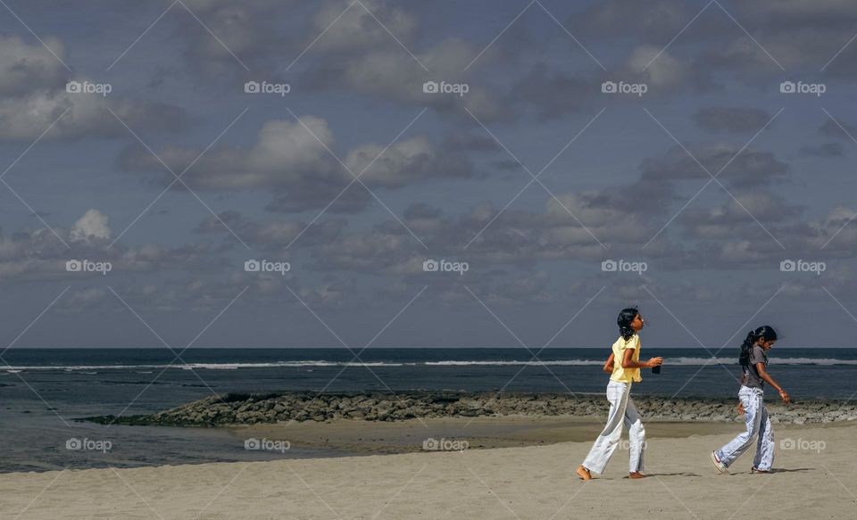 playing on the beach 