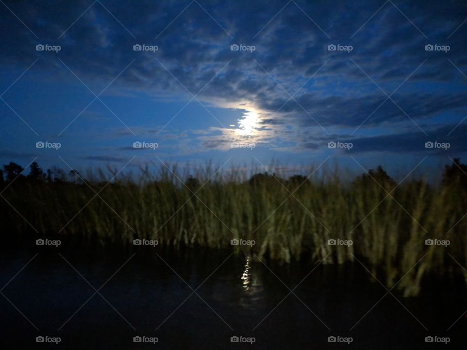 full moon on intercostal waterway