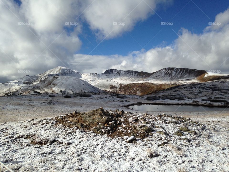 Independence pass. Snowy day in Colorado