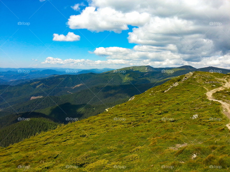 Far and near mountains, ridge of the Montenegro, Carpathians