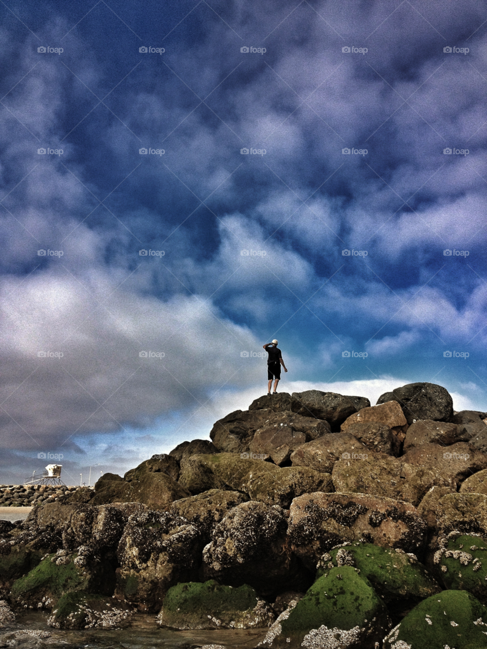 beach sky people clouds by analia