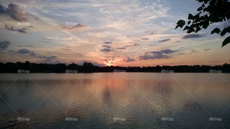 Sunset at northern Michigan lake