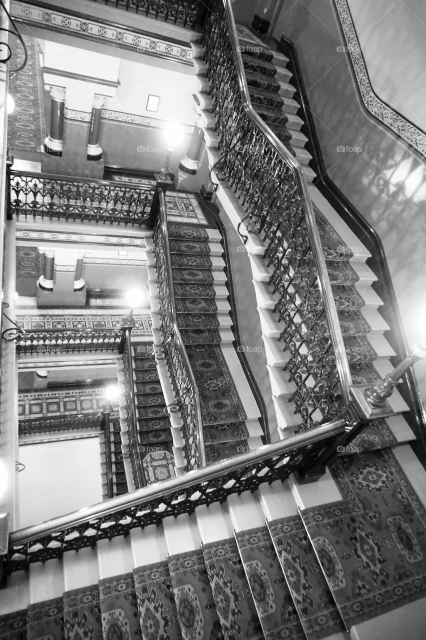 Staircase. The lovely old Windsor Hotel staircase in Melbourne. Victoria. Australia