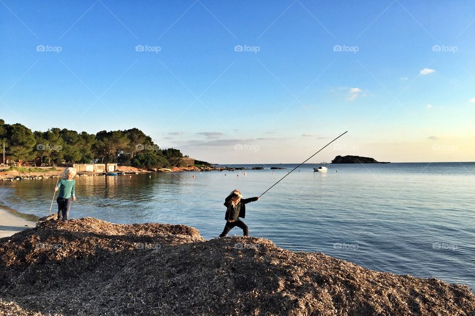 Kids playing on the beach