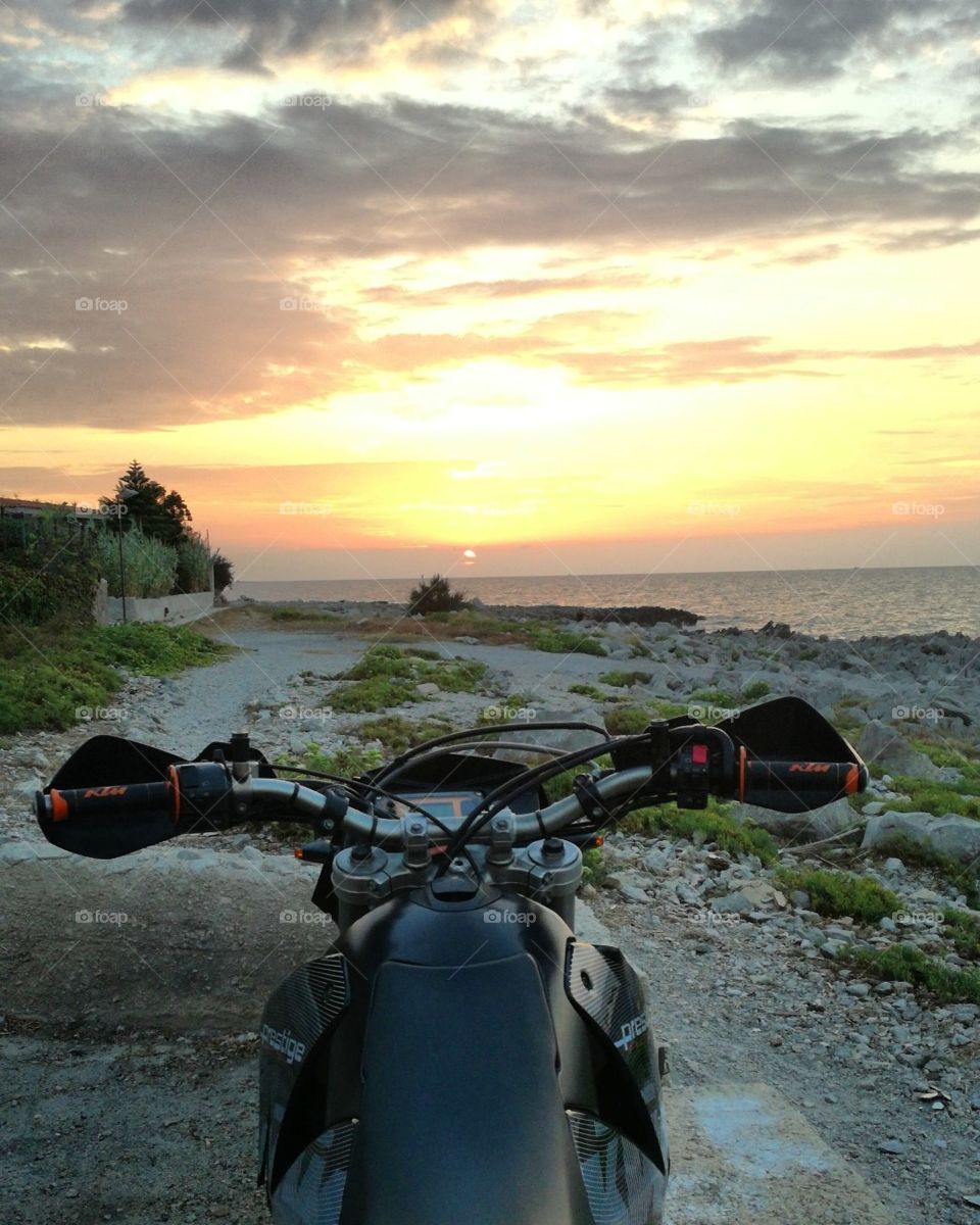 sunset over the bike