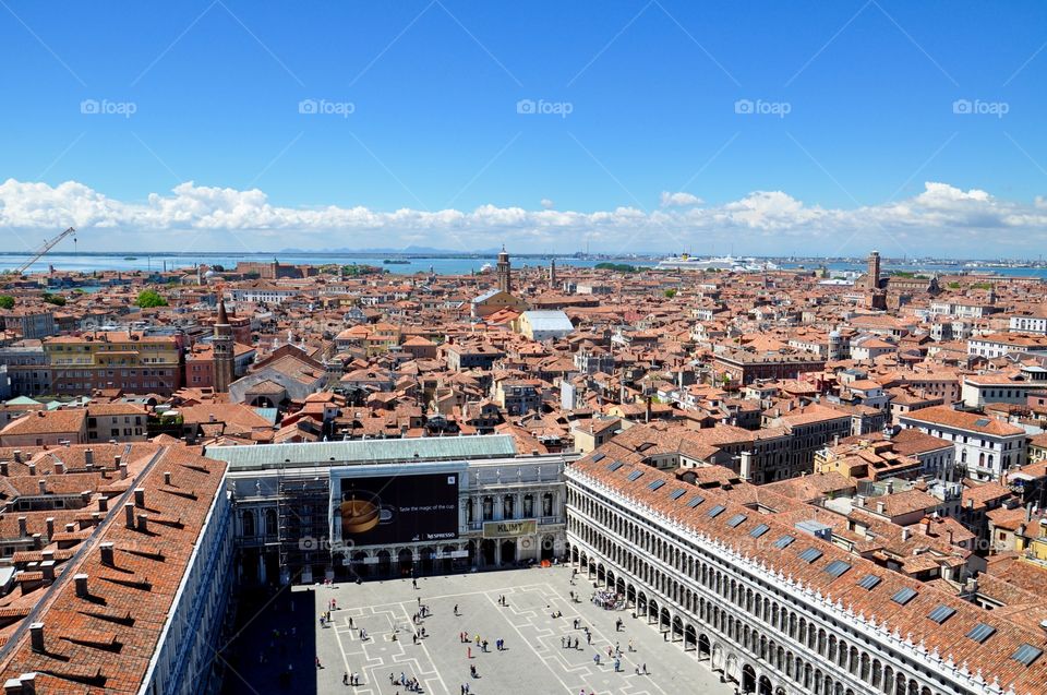 Venice central square from roof top 